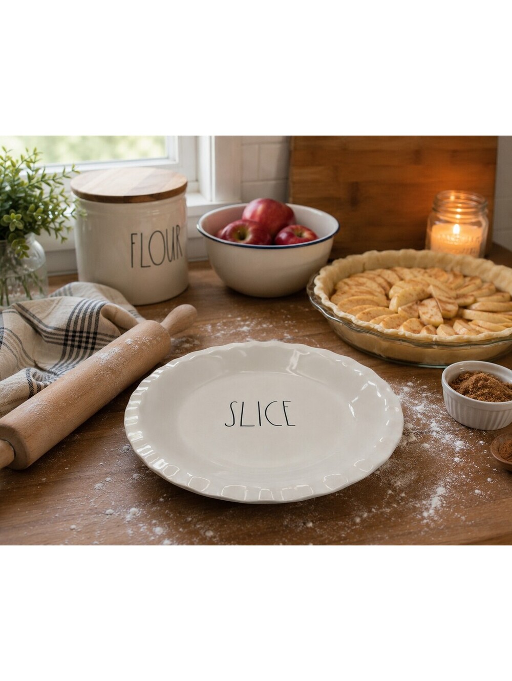 Rae Dunn SLICE Artisan Collection Ceramic Pie Plate Baker